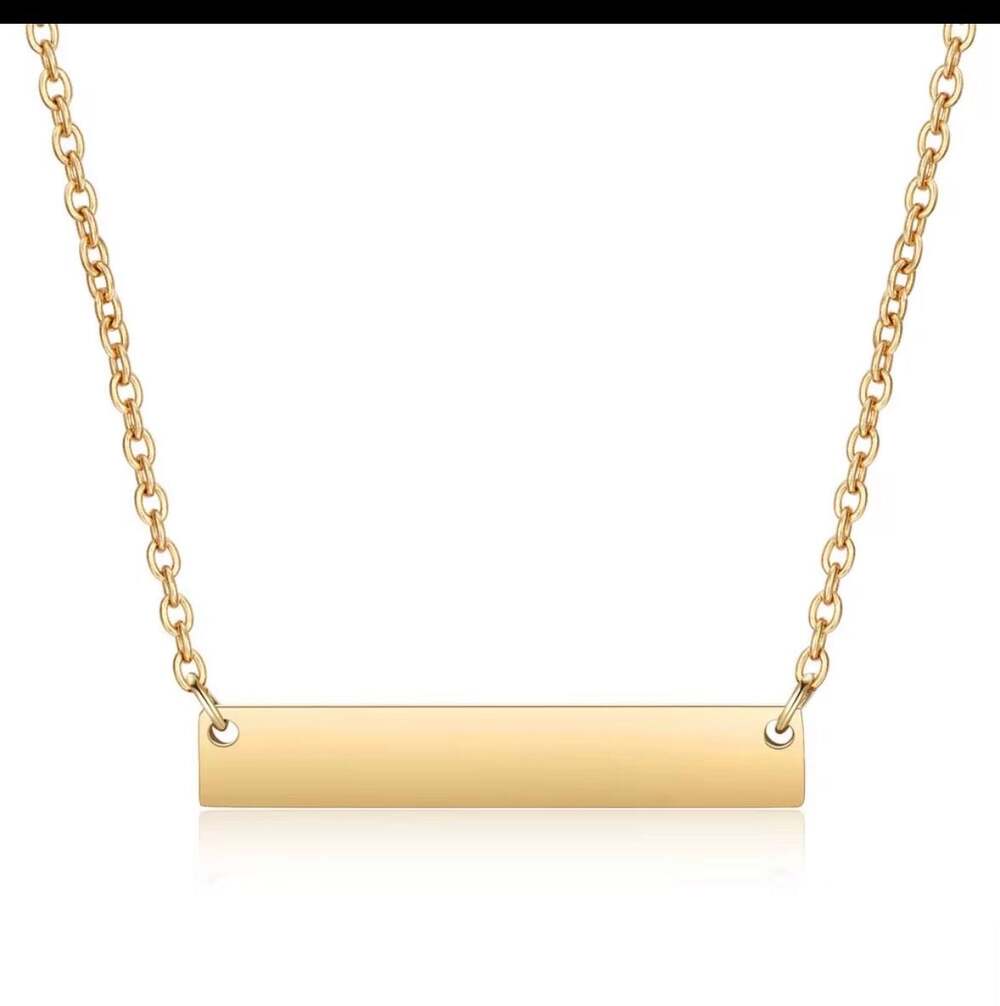 Personalized Stainless Steel Gold Plated Horizontal Bar Necklace